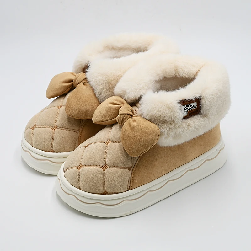 Bowknot sömmar snöstövlar med låg topp