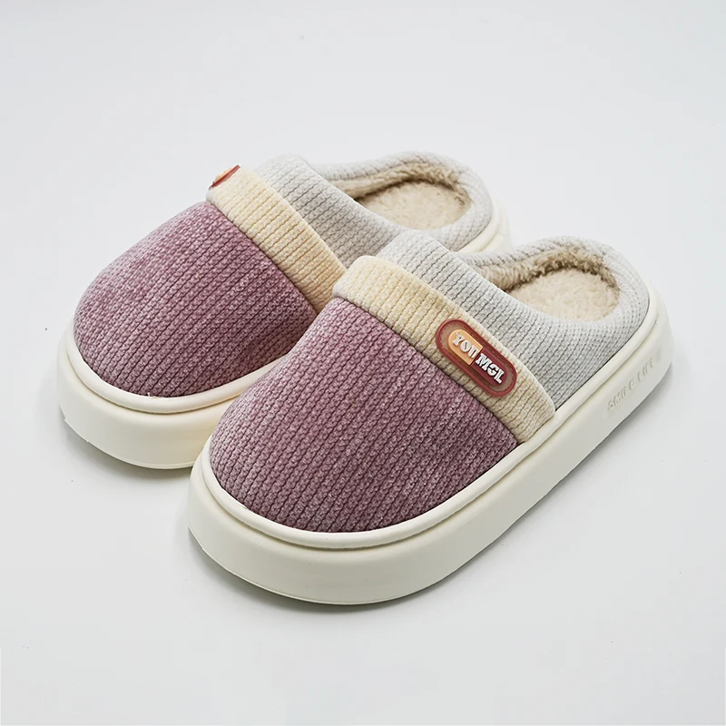 Corduroy tjocka randiga bomulls tofflor