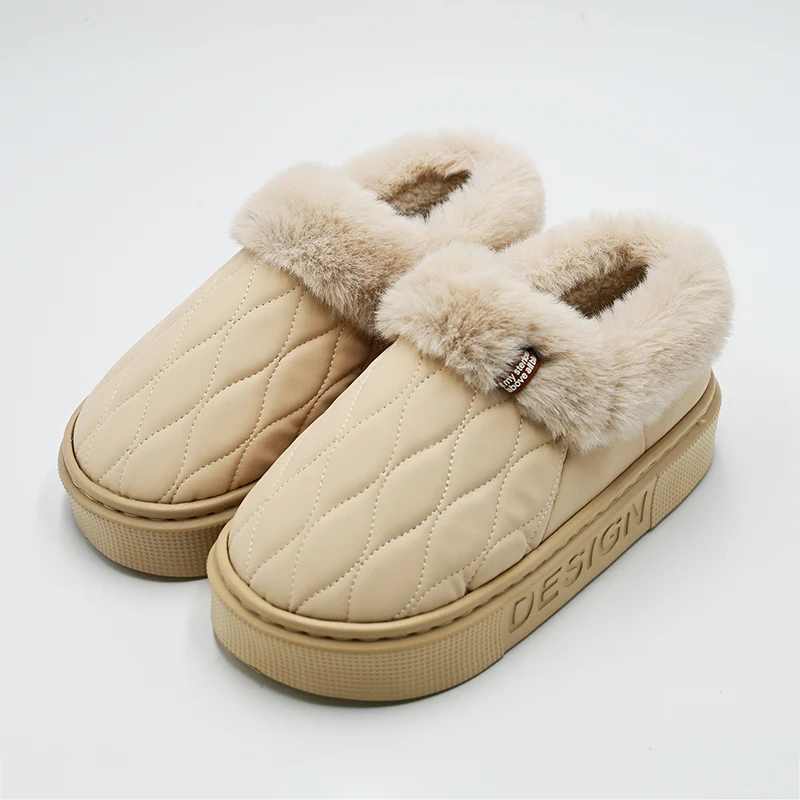Diamond Leather Cotton Slippers