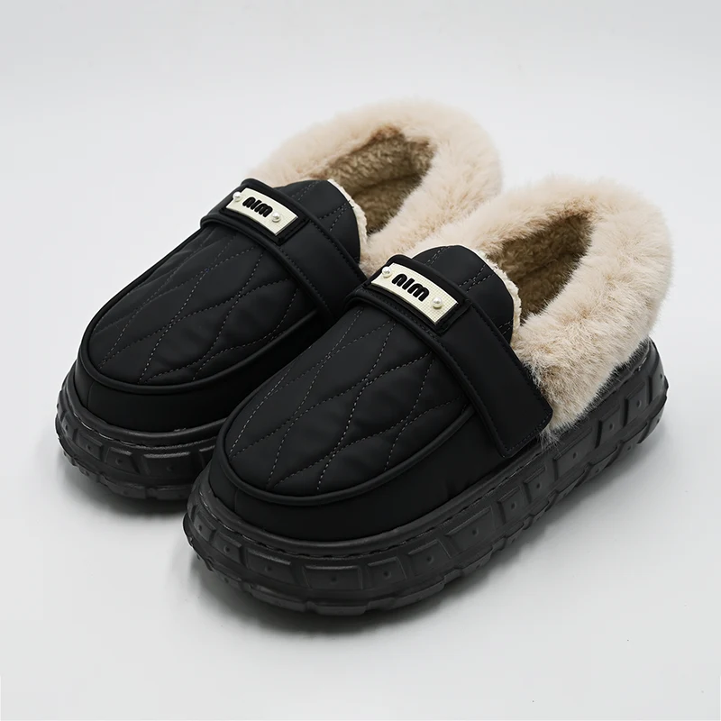Leather Bandage Cotton Slippers